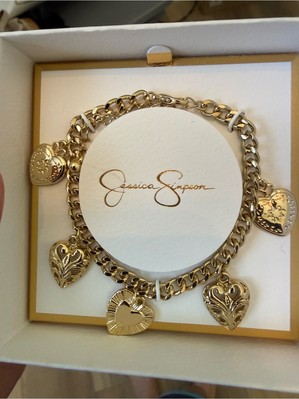 Jessica Simpson Gold Heart Bracelet